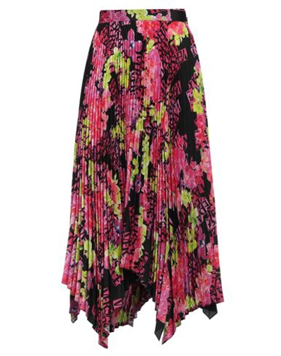 Versace Pleated Printed Crepe De Chine Skirt In Black,pink