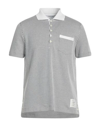 Thom Browne Man Polo Shirt Grey Size 1 Cotton, Elastane