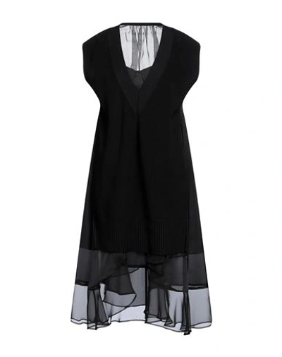 Sacai Woman Mini Dress Black Size 2 Cotton, Polyester