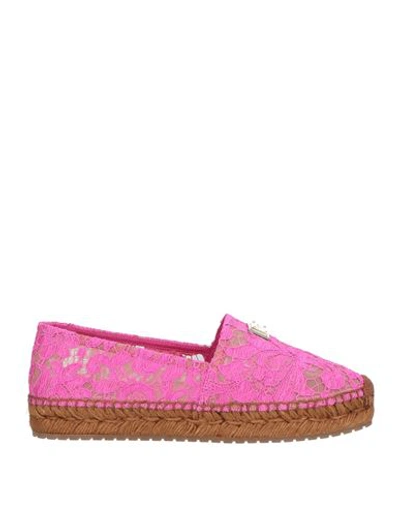 Dolce & Gabbana Woman Espadrilles Fuchsia Size 7.5 Viscose, Cotton, Polyamide In Pink