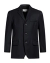 Maison Margiela Man Blazer Midnight Blue Size 44 Virgin Wool In Black