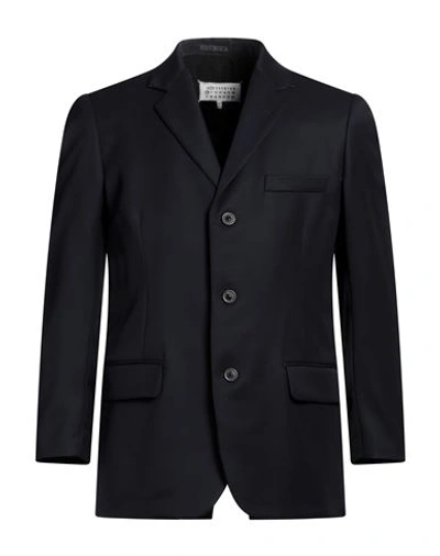 Maison Margiela Man Blazer Midnight Blue Size 44 Virgin Wool In Black