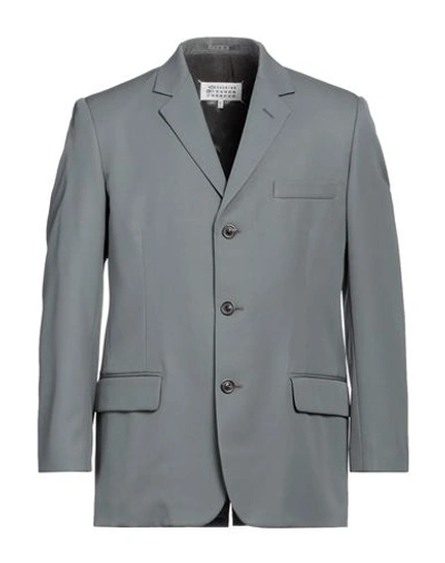 Maison Margiela Man Blazer Grey Size 40 Virgin Wool In Purple