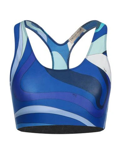 Pucci Woman Top Bright Blue Size Xs Viscose, Polyamide, Elastane In Blue