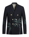 Palm Angels Palms Classic Double Breasted Jacket In Navy Blue