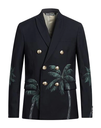 PALM ANGELS PALM ANGELS MAN BLAZER NAVY SIZE 38 POLYESTER, WOOL, POLYAMIDE, CUPRO, VISCOSE