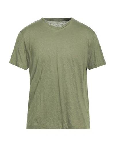 Majestic Filatures Man T-shirt Military Green Size Xl Linen, Elastane