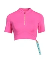 Off-white Half-zip Cropped Training T-shirt In Pink