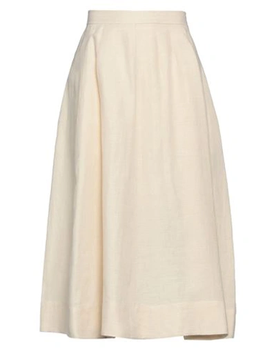 Chloé Woman Midi Skirt Beige Size 6 Linen