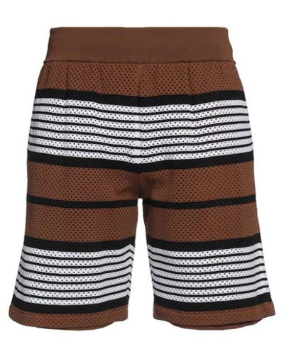 Burberry Man Shorts & Bermuda Shorts Brown Size M Polyamide