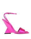 Attico Block Heel Ankle Strapped Sandals In Magenta