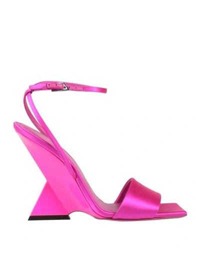 ATTICO THE ATTICO WOMAN SANDALS MAGENTA SIZE 6 SOFT LEATHER, TEXTILE FIBERS