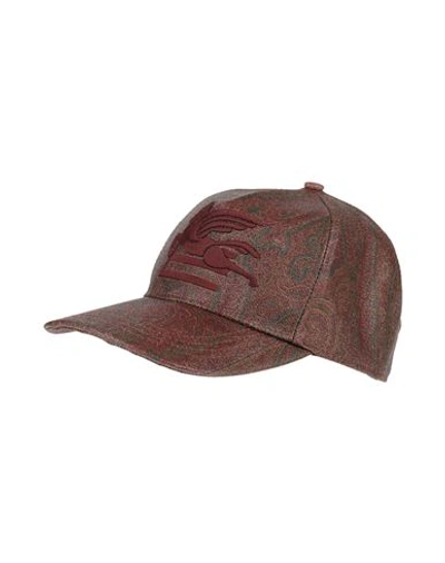 Etro Embroidered Paisley-print Coated Cotton-blend Canvas Baseball Cap In Burgundy