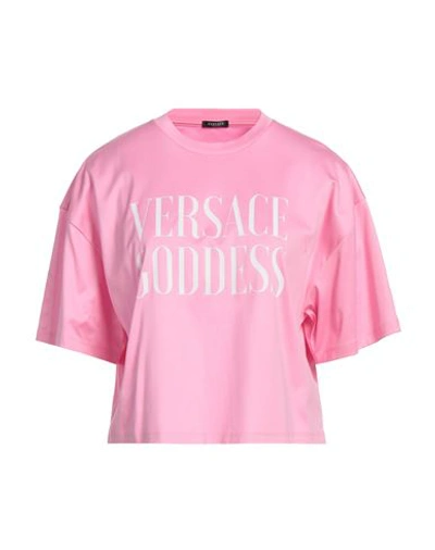 Versace Woman T-shirt Pink Size 6 Cotton