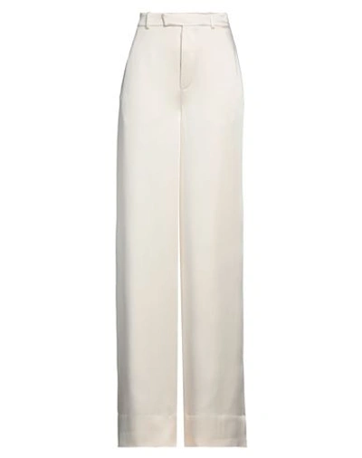 Saint Laurent Woman Pants Ivory Size 8 Acetate, Viscose, Silk In White