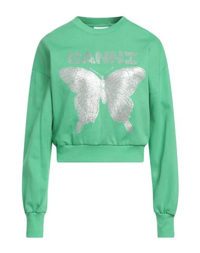 GANNI GANNI WOMAN SWEATSHIRT GREEN SIZE S ORGANIC COTTON