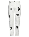 PALM ANGELS PALM ANGELS MAN JEANS WHITE SIZE 34 COTTON, SOFT LEATHER, POLYESTER, POLYURETHANE