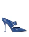 Alexander Mcqueen Punk Buckle Leather Mule In Blue