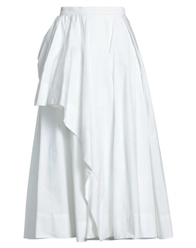 Alexander Mcqueen Woman Midi Skirt White Size 8 Cotton