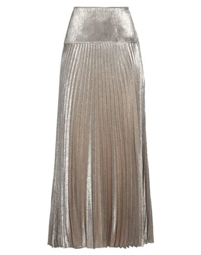 Chloé Woman Maxi Skirt Platinum Size 8 Silk, Metallic Fiber In Grey