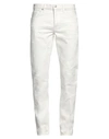 Tom Ford Man Jeans White Size 32 Cotton, Polyurethane, Calfskin