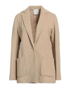 ELEVENTY ELEVENTY WOMAN BLAZER SAND SIZE 2 COTTON, POLYAMIDE, ELASTANE