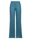 Chloé Woman Pants Azure Size 4 Linen, Cotton In Blue