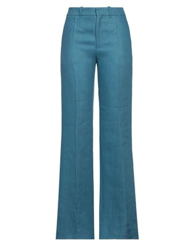 Chloé Woman Pants Azure Size 4 Linen, Cotton In Blue