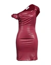 ATTICO THE ATTICO WOMAN MINI DRESS BURGUNDY SIZE 6 POLYESTER, ELASTANE