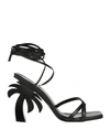 Palm Angels Woman Sandals Black Size 10 Soft Leather