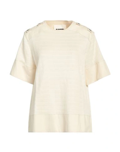 Jil Sander Woman T-shirt Ivory Size 4 Cotton In White