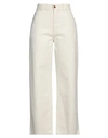 CHLOÉ CHLOÉ WOMAN JEANS OFF WHITE SIZE 28W-29L COTTON, HEMP