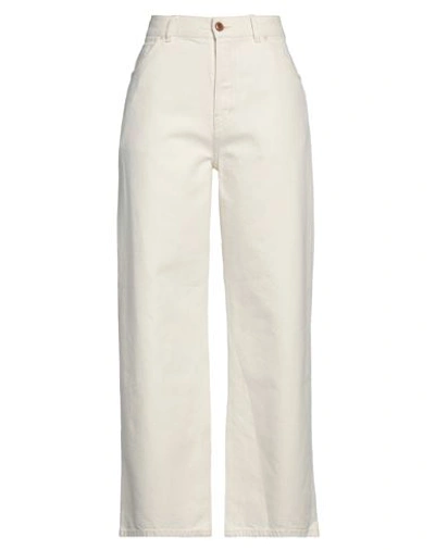 Chloé Pantalon Boyfriend Évasé Femme Blanc Taille 30 87% Coton, 13% Chanvre In White