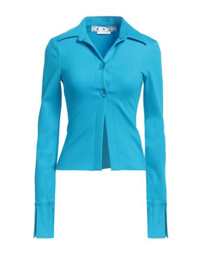 Off-white Woman Shirt Turquoise Size 6 Polyamide, Elastane In Blue