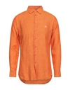 Etro Man Shirt Orange Size 15 Linen