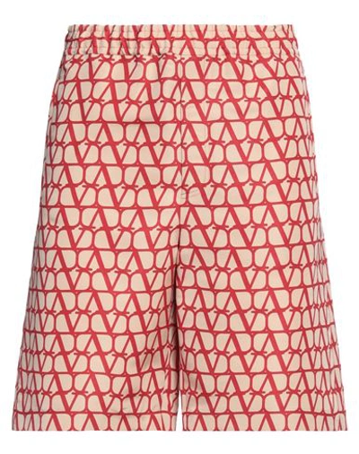 Valentino All-over Toile Iconographe Print Silk Faille Bermuda Shorts In Red