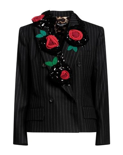 Dolce & Gabbana Woman Blazer Black Size 2 Wool, Polyester, Silk, Polyamide