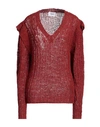 Dondup Woman Sweater Rust Size 6 Hemp, Polyamide In Red