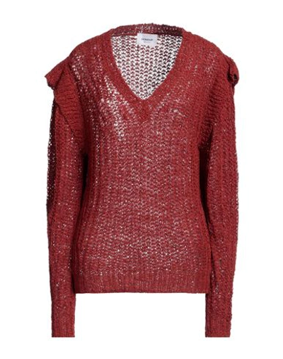 Dondup Woman Sweater Rust Size 6 Hemp, Polyamide In Red