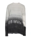 Off-white Mohair Helvetica Logo Wool Blend Sweater In Grey