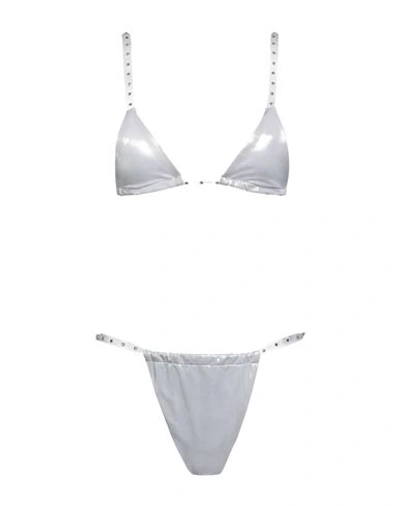 Gcds Woman Bikini Silver Size S Polyamide, Elastane