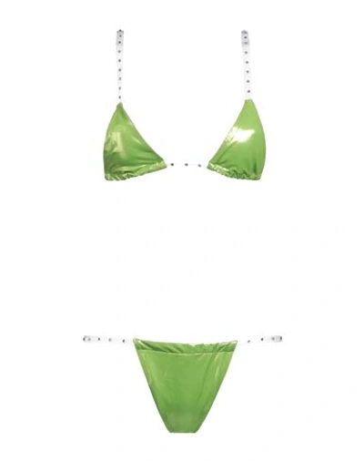 Gcds Woman Bikini Acid Green Size S Polyamide, Elastane