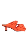 Ganni Mules Aus Shell Mit Schleife In Helles Orange