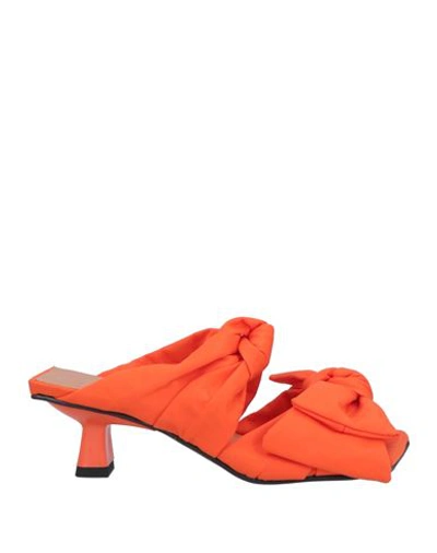 Ganni Woman Sandals Orange Size 6 Textile Fibers