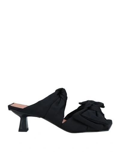 GANNI GANNI WOMAN SANDALS BLACK SIZE 8 TEXTILE FIBERS