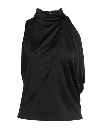 Versace Cutout Draped Sleeveless Jersey Blouse In Black