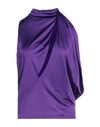 Versace Purple Halterneck Top With Diagonal Cut-out In Viscose Woman In Purple
