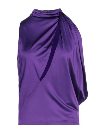 VERSACE VERSACE WOMAN TOP PURPLE SIZE 8 VISCOSE