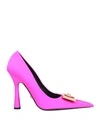 Versace Woman Pumps Fuchsia Size 7.5 Textile Fibers, Soft Leather In Pink