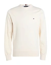 Tommy Hilfiger Man Sweater Cream Size L Cotton, Polyester In White